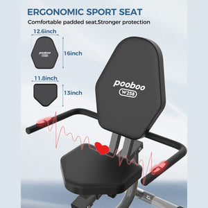 Pooboo Recumbent Exercise Bike Stationary Belt Drive Indoor Cycling Bi