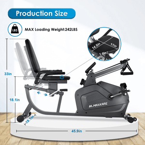 MaxKare Recumbent Exercise Bike with Arm Resistance Bands 8 Level Adju