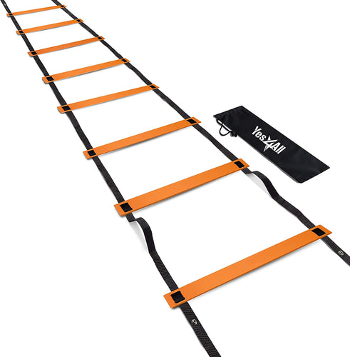 Yes4All Agility Ladder With Carry Bag, 8 Rungs, Orange