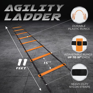 Yes4All Agility Ladder With Carry Bag, 8 Rungs, Orange
