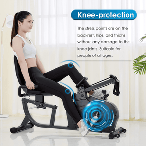 MaxKare Recumbent Exercise Bike with Arm Resistance Bands 8 Level Adju