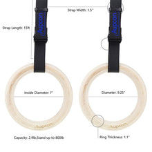 Load image into Gallery viewer, Wooden Gymnastic Rings For Home Gym&amp;Cross Exercise Fitness
