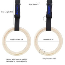 Load image into Gallery viewer, Wooden Gymnastic Rings For Home Gym&amp;Cross Exercise Fitness