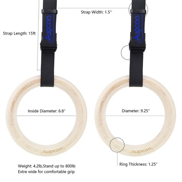 Wooden Gymnastic Rings For Home Gym&Cross Exercise Fitness
