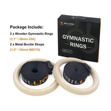 Load image into Gallery viewer, Procircle Wood Gymnastic Gym Rings with Adjustable Long Straps For Home Gym &amp; Cross Fitness