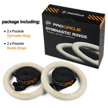 Load image into Gallery viewer, Procircle Wood Gymnastic Gym Rings with Adjustable Long Straps For Home Gym &amp; Cross Fitness