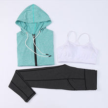 Load image into Gallery viewer, Women&#39;s Three-piece Yoga Suit with High Waist and Slim Body-building Suit