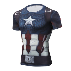 Marvel Avengers 4 Endgame Captain America Compression T shirt