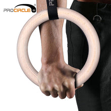Load image into Gallery viewer, Procircle Wood Gymnastic Gym Rings with Adjustable Long Straps For Home Gym &amp; Cross Fitness