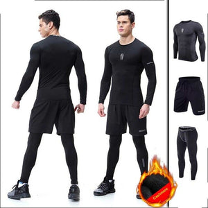 Men Thick Long Johns Winter Fitness Legging Sets