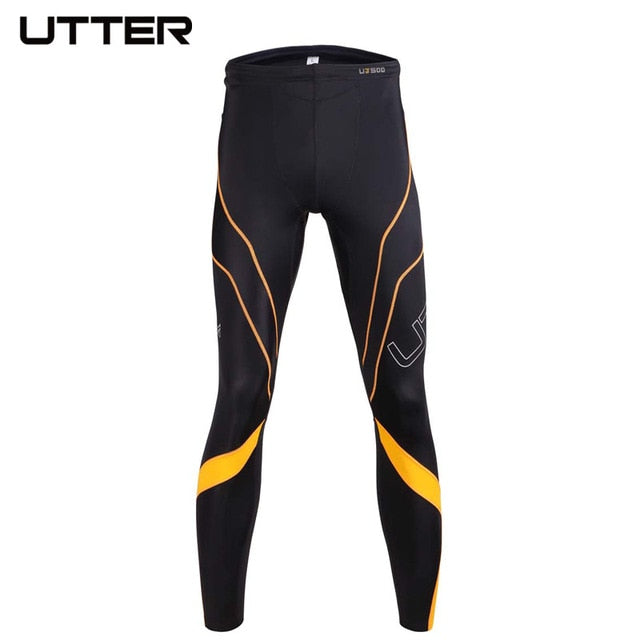 UTTER J6 Men Yellow Printing Compression Pants